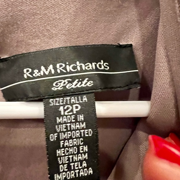 R&M Richard’s Taupe lace bodice with sequin padded chest tiered skirt. Size 12P - Picture 4 of 5